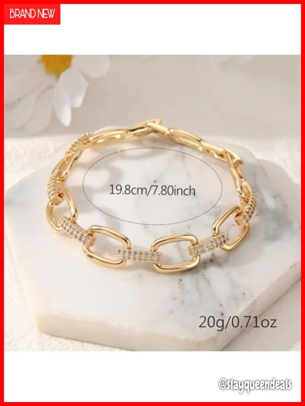 14K Gold and Silver Plated Curb Chain Cuff Bracelet Toggle Clasp